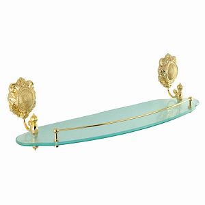 Полка c галереей Migliore Cleopatra, L55 см, стекло матовое/золото 16692 фото