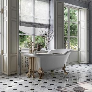 Ванна Migliore Impero 180x87хH76 см белая, на лапах "Leone" Lux слив/перелив бронза 25267 фото
