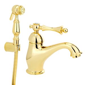 Смеситель для раковины Migliore Bomond монокомандный, с гигиеническим набором, золото 26887 фото