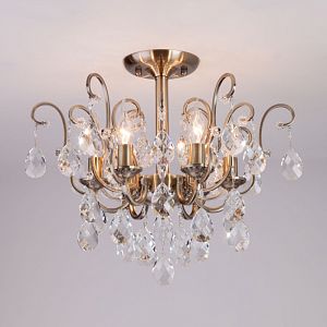 Люстра на штанге Eurosvet 10022/6 античная бронза/прозрачный хрусталь Strotskis фото