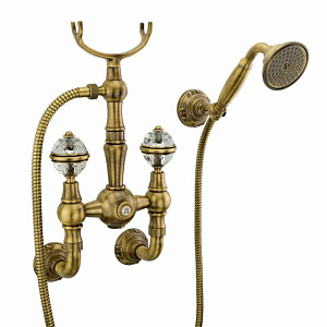 Смеситель для душа Migliore Cristalia внешний, выход М1/2", в комплекте: шланг+ручная лейка+ручки (New), бронз 18582 фото