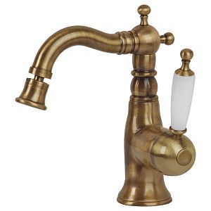 Смеситель для биде Migliore Oxford монокомандный, ручка белая, бронза 19082 фото