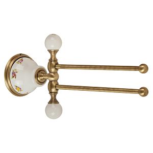 Полотенцедержатель Migliore Provance двойной поворотный L20 cм, керамика с декором/бронза 17634 фото
