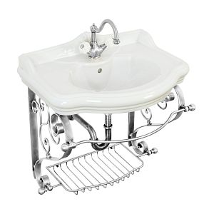 Комплект консоль Migliore Bella подвесная 73 см витая с решеткой хром, раковина керамика белая 30342 фото