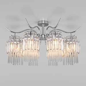 Люстра на штанге Eurosvet 10119/8 хром/прозрачный хрусталь Strotskis фото