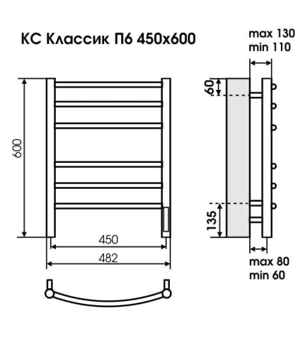 Сицилия П6 450х600 электро КС 9005 матовый фото 2