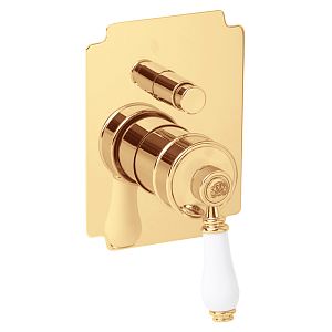 Смеситель скрытого монтажа Migliore Ermitage монокомандный, 2-х позиционный с девиатором, ручка белая, золото 18631 фото