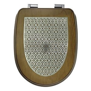 Крышка/сиденье унитазa Migliore Gianeta, с системой Microlift, цвет Noce с метал.декором"решетка"/хром 27916 фото