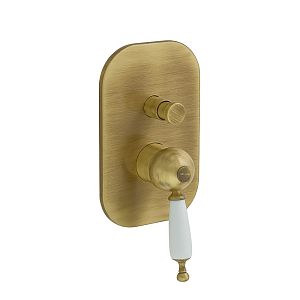 Смеситель скрытого монтажа Migliore Oxford монокомандный, 2-х позиционный с девиатором, ручка белая, бронза 19098 фото