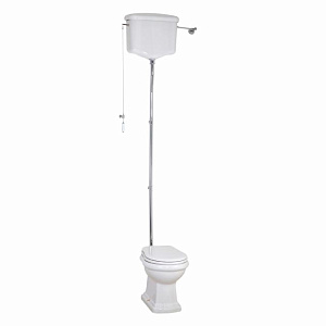 Комплект Migliore Bella унитаз напольный выпуск в стену, бачок высокий с цепочкой хром, белый (без крышки) 30325 фото