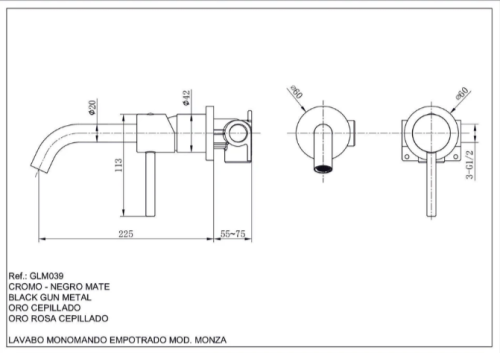 Встраиваемый смеситель для раковины IMEX GLM039/BGM фото 3