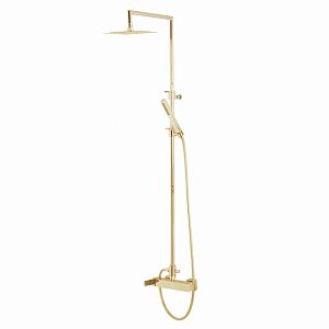 Душевой настенный гарнитур Migliore Kvant Gold (Смеситель для душа-управление сбоку/колонна/верхний душ/шланг/ручной душ), золото 31861 фото