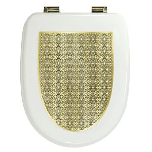 Крышка/сиденье унитазa Migliore Gianeta, с системой Microlift, цвет белый с метал. декором "решетка"/бронза 27919 фото
