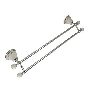 Полотенцедержатель Migliore Provance двойной L60 см, керамика с декором/хром 17668 фото