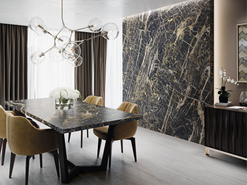 QUA Granite Black Golden 120x60 черный полированная фото 7