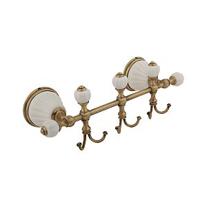 Планка Migliore Olivia с тремя крючками L30 см, керамика белая, бронза 17432 фото