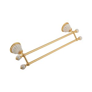 Полотенцедержатель Migliore Olivia двойной L50 см, керамика белая с золотым декором, золото 17532 фото