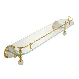 Полка c галереей Migliore Provance L60 см, стекло/керамика с декором/золото 17701 фото