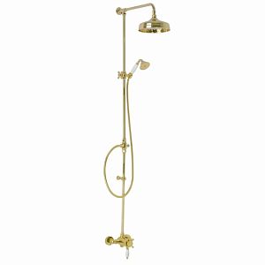 Душевой настенный гарнитур Migliore King (Смеситель для душа-термостат/колонна/верхний душ/шланг/ручной душ),золото 31800 фото