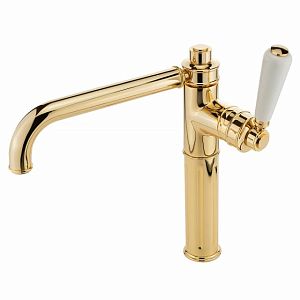 Смеситель для кухни Migliore Ermitage монокомандный, ручка белая, золото 25008 фото