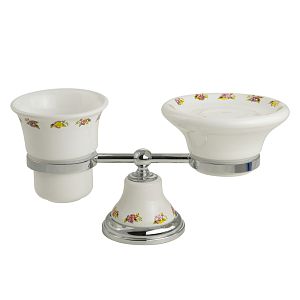 Стакан Migliore Provance и мыльница настольные, керамика с декором/хром 17677 фото