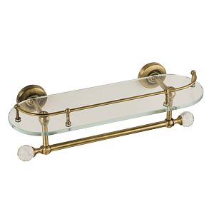 Полка c галереей Migliore Amerida L36 см, с полотенцедержателем, стекло/бронза/Swarovski 16565 фото