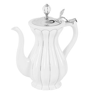 Кувшин Migliore Olivia керамика белая с декором платина/крышка хром 24925 фото