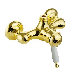 Смеситель для душевой колонны Migliore Oxford монокомандный, термостат внешний, выход М3/4", ручка белая, золото 19170 фото