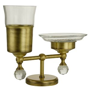 Стакан Migliore Amerida и мыльница настольные, стекло/бронза/Swarovski 16572 фото