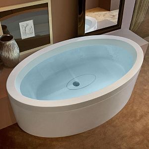 Gruppo Treesse EOS 190 Ванна 190x110xh66 см,гидромассаж и аэромассаж с цифровой системой, отдельностоящая, системой дезинфекции, с круговой панелью, цвет: белый, сливноой системой и системой дезинфекции, со сливной  колонкой, с уровнем датчика воды и круг фото