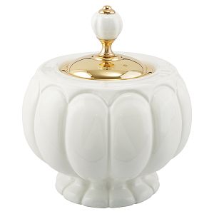 Баночка Migliore Olivia H12xD16 см, керамика белая, золото 17449 фото