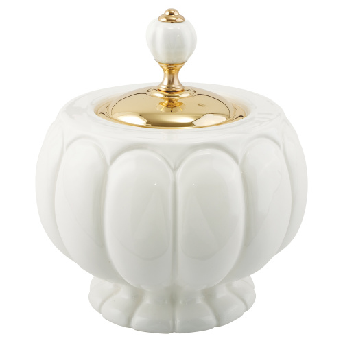 Баночка Migliore Olivia H12xD16 см, керамика белая, золото 17449