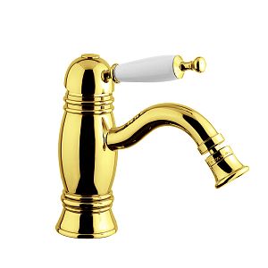 Смеситель для биде Migliore Oxford монокомандный, ручка (сверху) белая, золото 19162 фото