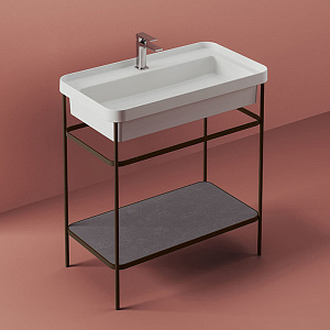 Artceram Fuori Scala Металлическая консоль 77х42,5х83см,, напольная, с полочкой, цвет: moka/белый фото