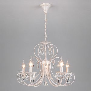 Подвесная люстра Eurosvet 3305/5 белый с золотом/прозрачный хрусталь Strotskis фото