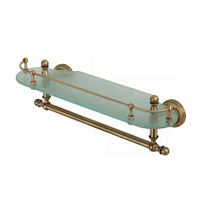 Полка c галереей Migliore Mirella L40 см, с полотенцедержателем, стекло матовое/бронза 17179 фото