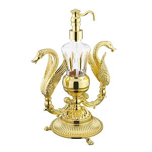 Дозатор жидкого мыла Migliore Luxor настольный (два лебедя), хрусталь декор золото/золото 26221 фото