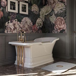 Ванна Migliore Impero Podium 180x87хH76 см бел, подиум бел, слив/перелив золото 25510 фото