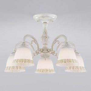 Люстра на штанге Eurosvet 60107/5 белый с золотом фото