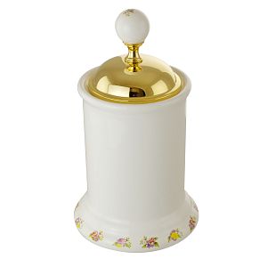 Баночка Migliore Provance высокая H14 см с крышкой, керамика с декором/золото 17685 фото