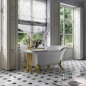 Ванна Migliore Impero 180x87хH76 см белая, на лапах "Leone" Lux слив/перелив золото 25261 фото