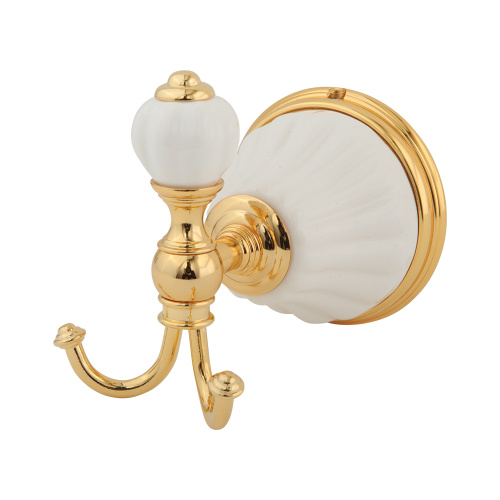 Крючок Migliore Olivia, керамика белая, золото 17461