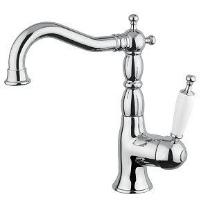 Смеситель для раковины Migliore Oxford монокомандный, ручка белая, хром 19134 фото