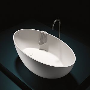 Gruppo Treesse Bali Ванна отдельностоящая 160x85x62h cм, с сливом-переливом и сифоном, Solid Surface, цвет: белый глянцеывй фото