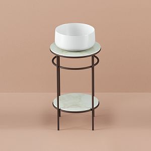 Artceram Vogue Металлическая структура Ø44хh72,5см, напольная, с раковиной, с мраморной столешницей и полочкой, цвет: moka/белый фото