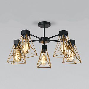 Люстра на штанге Eurosvet 70107/5 черный/латунь фото