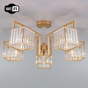 Люстра на штанге Eurosvet 10126/5 золото/прозрачный хрусталь Strotskis Smart (10117/5) фото
