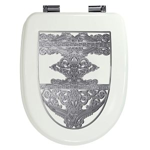 Крышка/сиденье унитазa Migliore Gianeta, с системой Microlift, цвет белый с метал. декором "узор"/хром 27918 фото