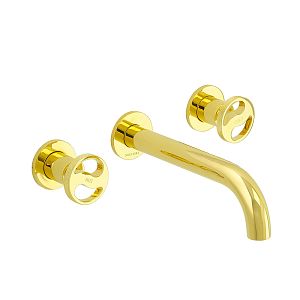 Смеситель для раковины Migliore Reversa скрытого монтажа настенный, на 3 отверстий излив L19 см, золото 28205 фото