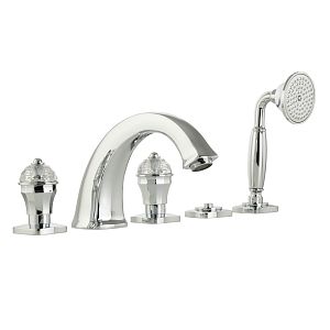 Смеситель на борт ванны Migliore Korona Crystal, на 5 отверстий, ручки Crystal, хром 27308 фото